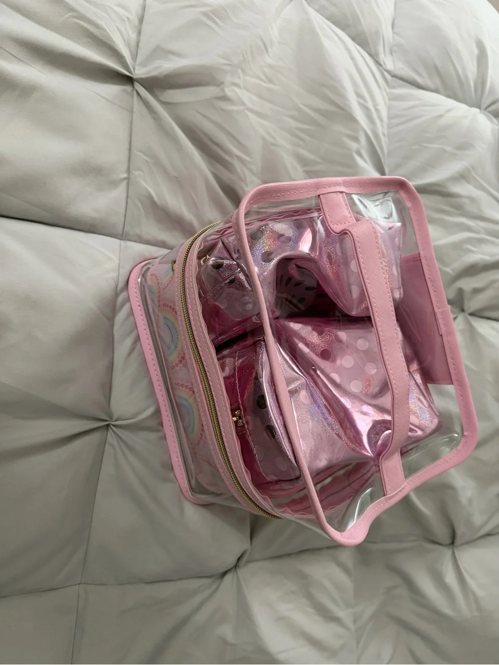 Clear Pink Kids Tote Bag with Pink Trim